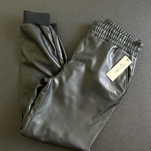 Faux leather joggers